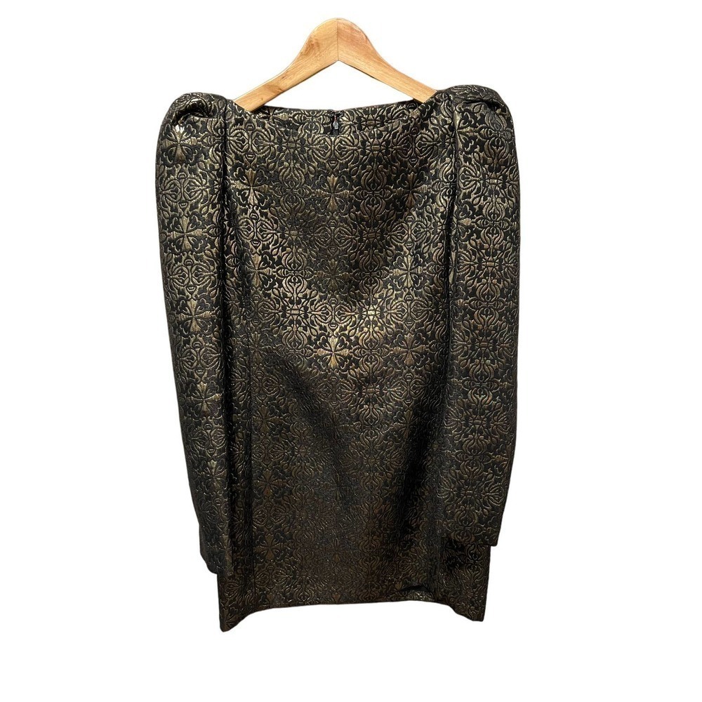 Vintage Jacquard Black & Gold Mini dress - Picture 2 of 8